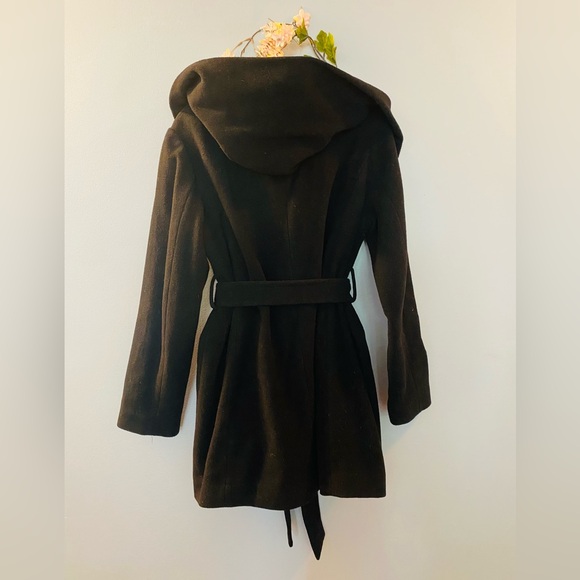 Wool coat | winter wool jacket | belted coat | black wool - Picture 6 of 7
